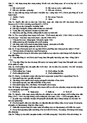 20 Câu hỏi trắc nghiệm Lịch sử lớp 12 (Có đáp án)